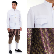 White Purple Traditional Thai Dress Thai Costume For Men THAI198